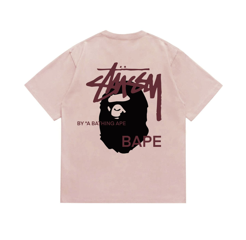 BAPE Burgundy Ape Wordmark Graphic T-Shirt — back
