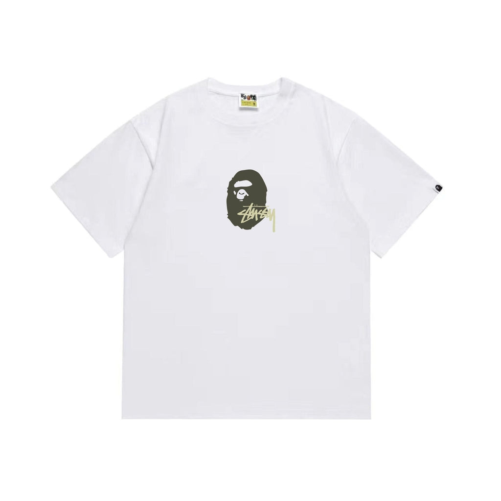 BAPE Olive & Gold Ape Wordmark Graphic T-Shirt — hero