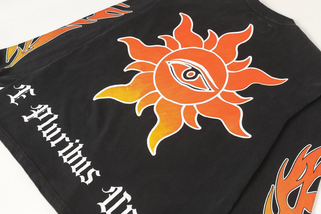 Godspeed Washed Black Flame Graphic Long-Sleeve T-Shirt — detail