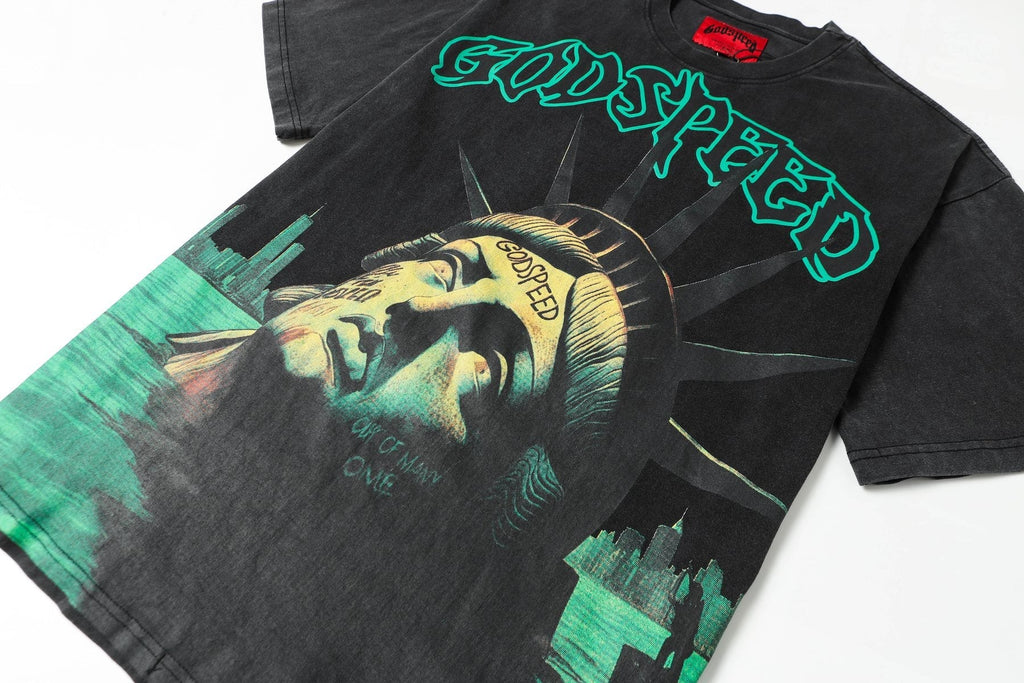 Godspeed Washed Black Rock Graphic T-Shirt — front