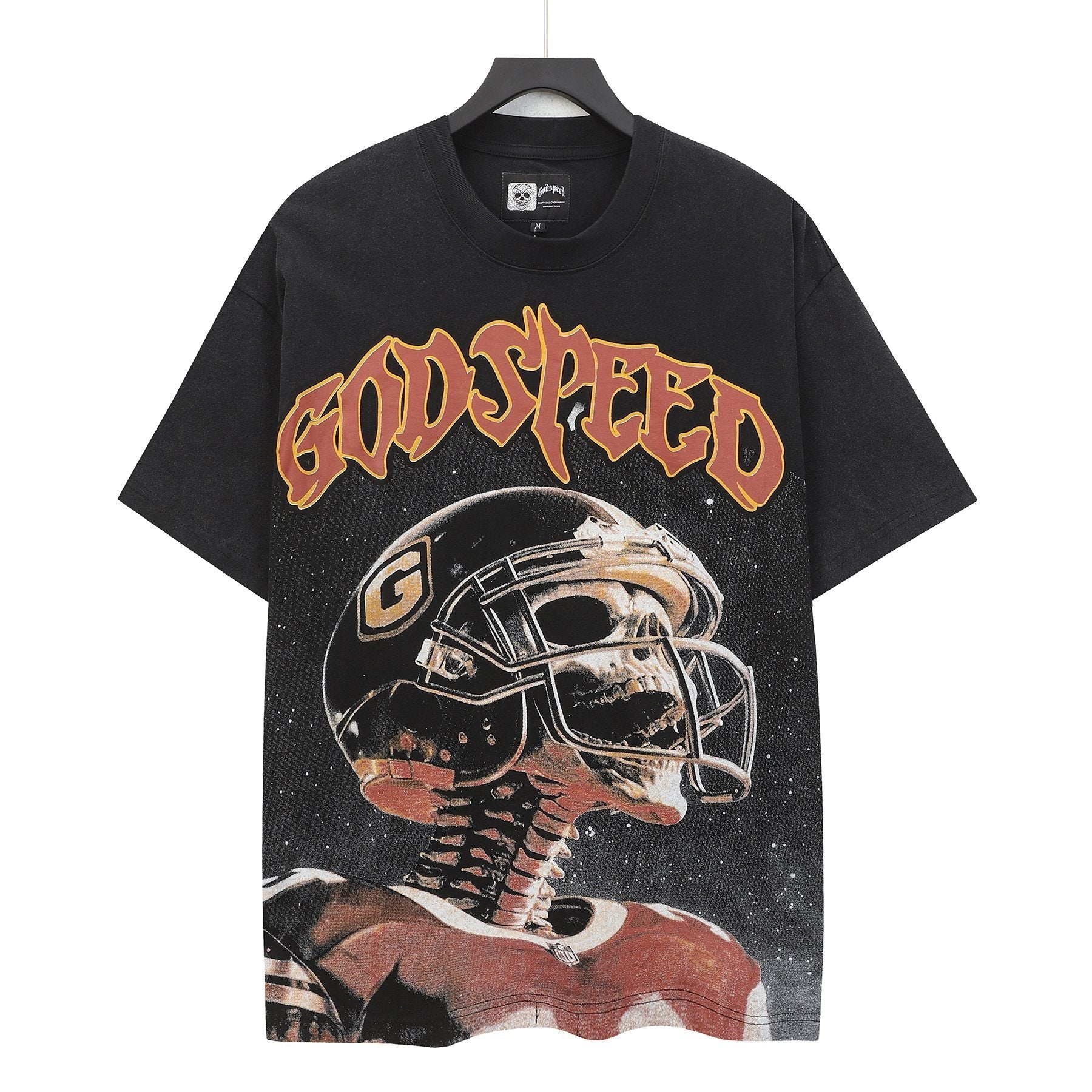 Godspeed Football Skeleton Graphic T-Shirt — hero