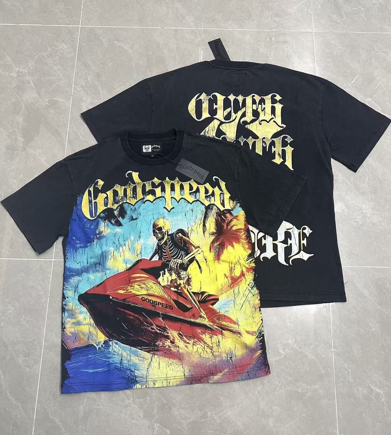 Godspeed Skeleton Jet-Ski Graphic T-Shirt — context