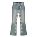 LOSTSHDWS Light Blue Daisy Applique Flared Jeans — hero