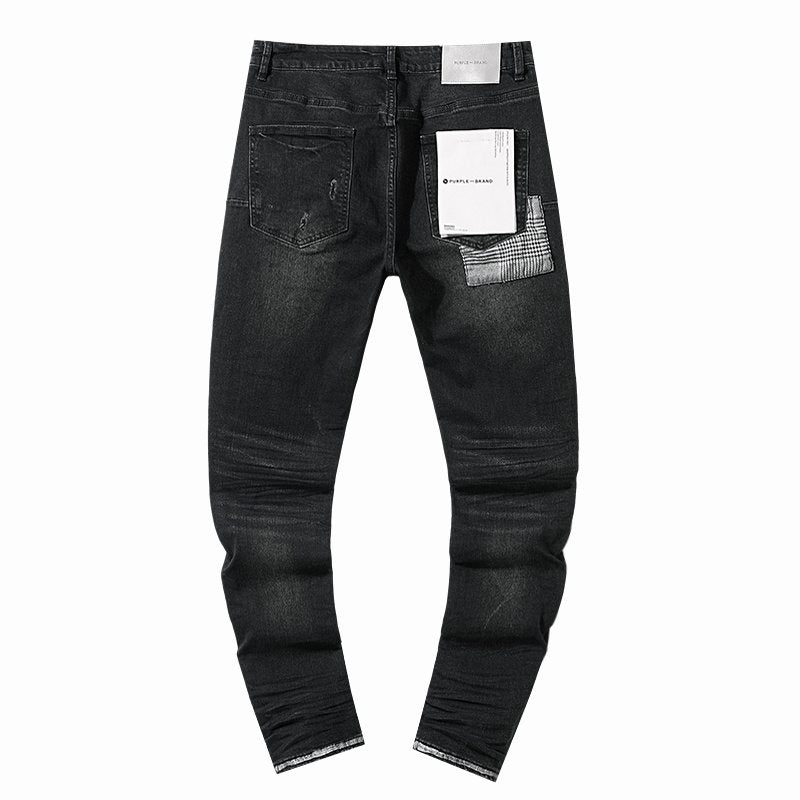 Purple Brand Black Distressed Tapered Jeans — back