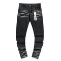 Purple Brand Paint Splatter Waxed-Look Black Jeans — hero