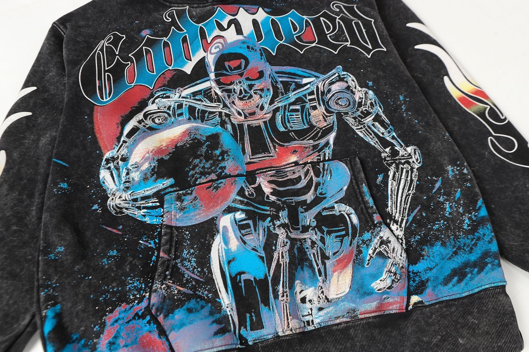 Godspeed Acid-Wash Graphic Pullover Hoodie — detail