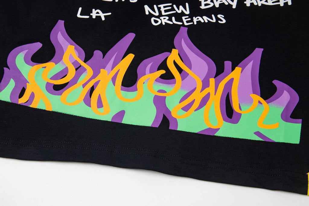THAT'S A AWFUL LOT OF COUGH SYRUP PO UP Flame Graphic Short-Sleeve T-Shirt — detail