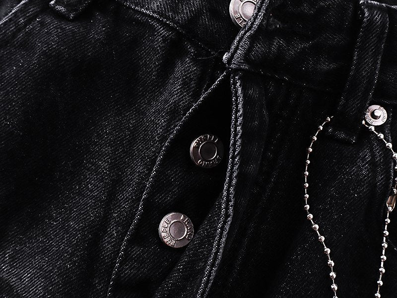 Purple Brand Black Faded Whiskered Jeans — detail