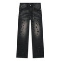 Purple Brand Black Paint-Splatter Distressed Jeans — hero