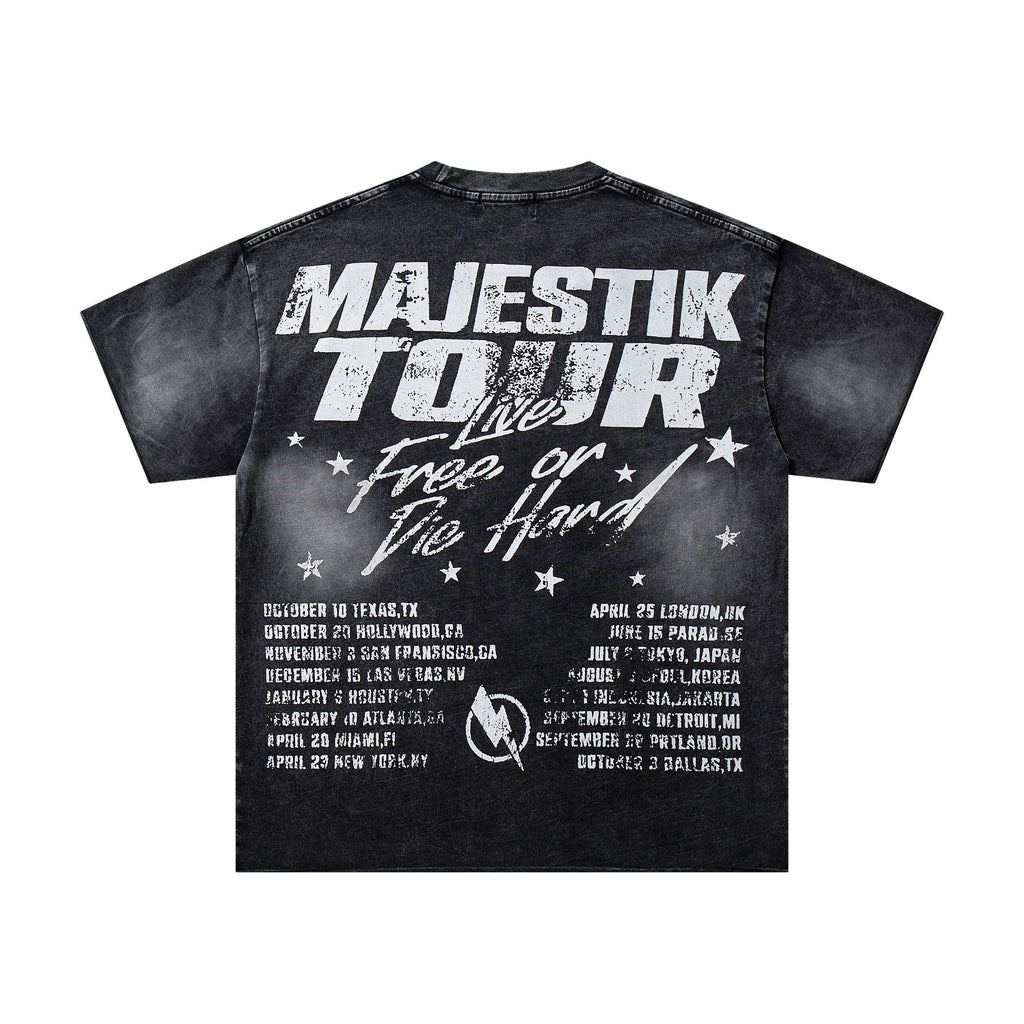 MAJESTIK Washed Black Tour Graphic T-Shirt — back