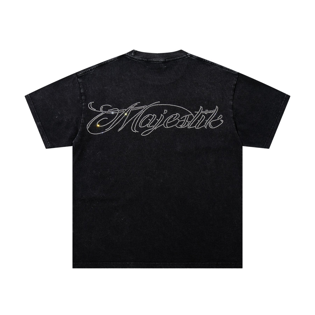 MAJESTIK Blue Football Graphic T-Shirt — back