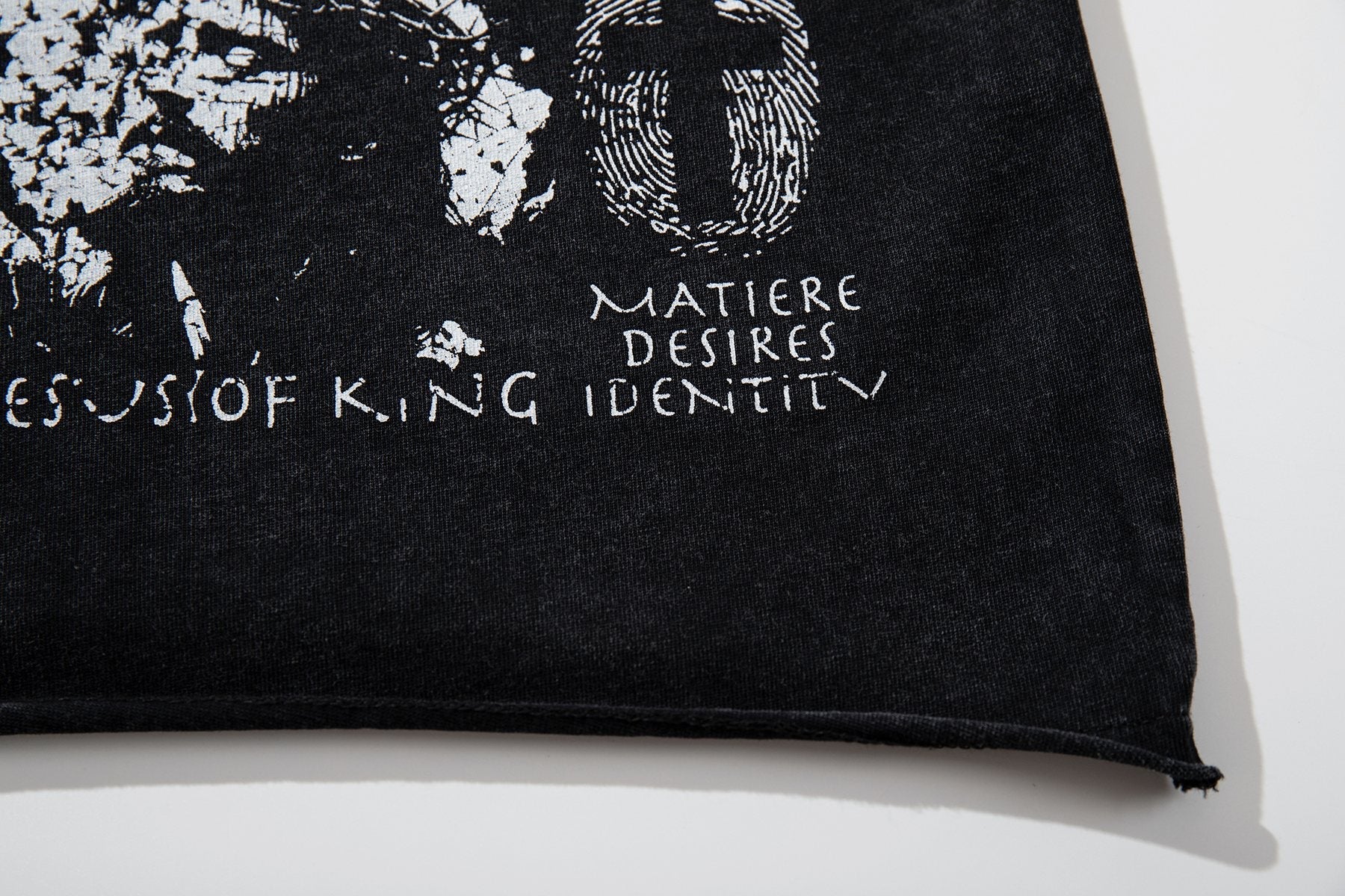 MAJESTIK Washed Black Distressed Graphic T-Shirt — detail