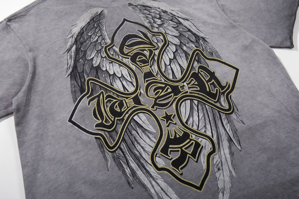 MAJESTIK Winged Cross Graphic T-Shirt — detail