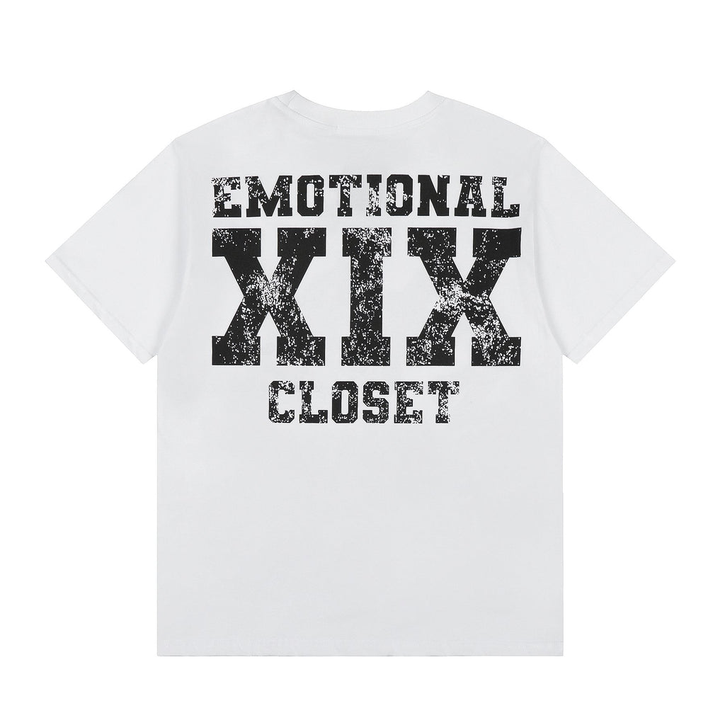 MIXED EMOTION Distressed Skull Graphic T-Shirt — back