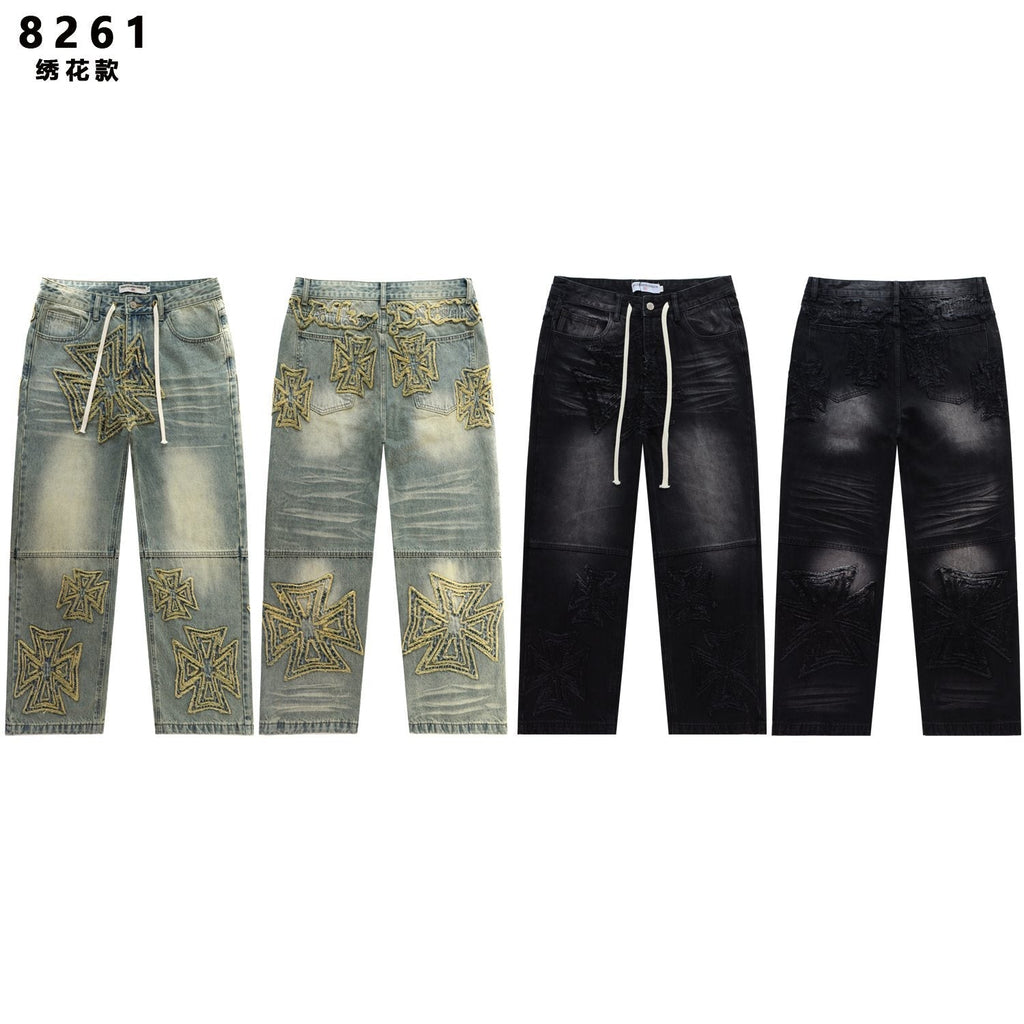 Vale Forever Embroidered Letter Washed Jeans — comparison