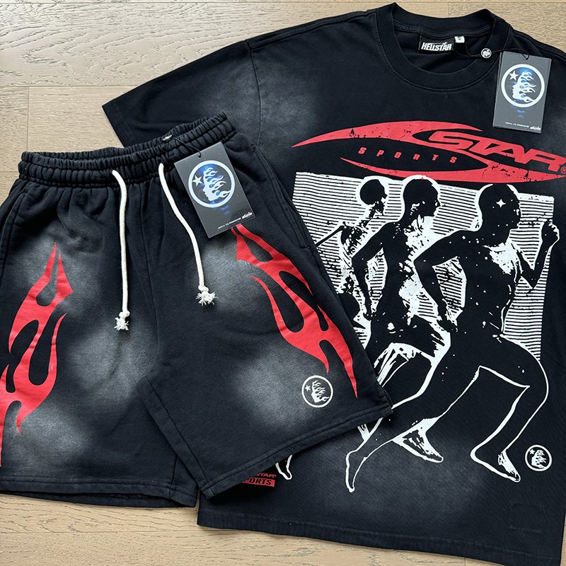 Hellstar Red Sport Runner T-Shirt & Shorts Set — context