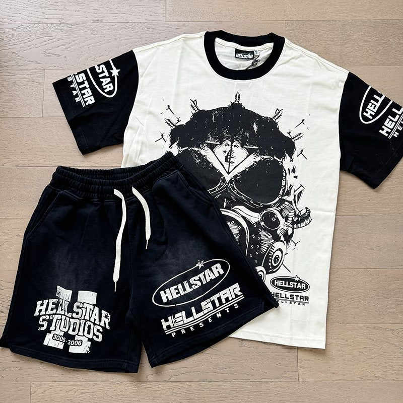 Hellstar Gas Mask Graphic T-Shirt and Shorts Set — front