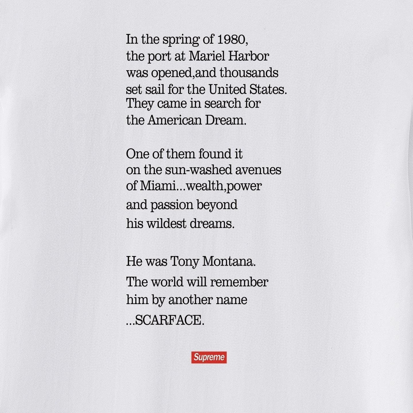 Supreme Scarface Movie Poster Graphic Short-Sleeve T-Shirt — detail