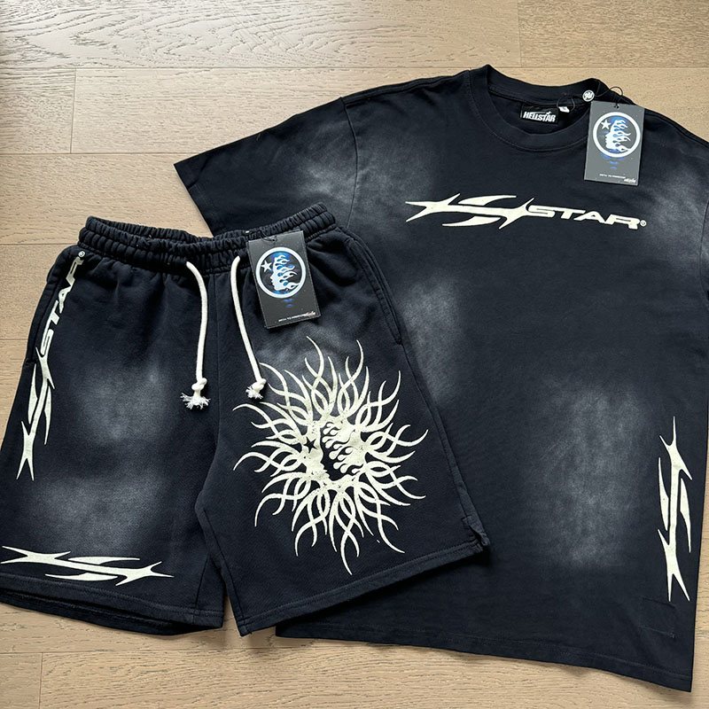 Hellstar Washed Black Graphic T-Shirt and Shorts Set — hero