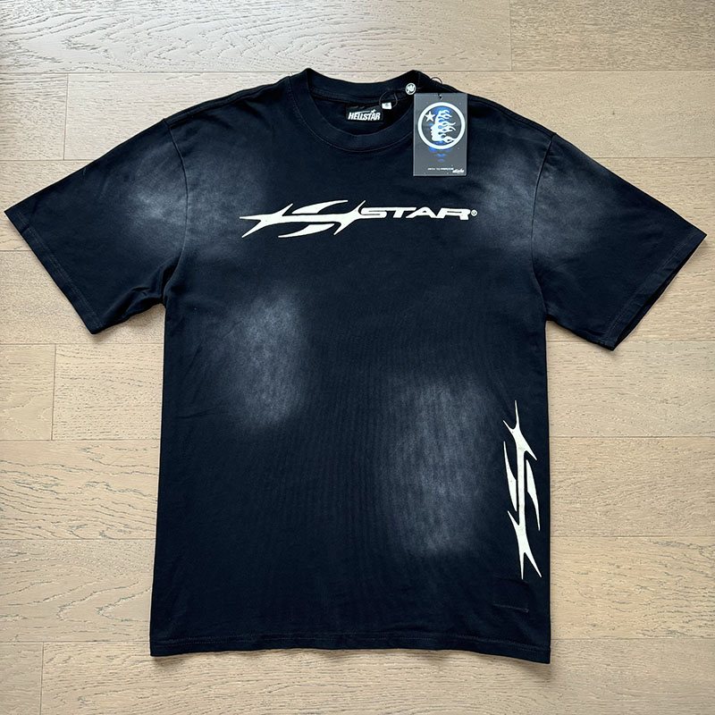 Hellstar Washed Black Graphic T-Shirt and Shorts Set — front