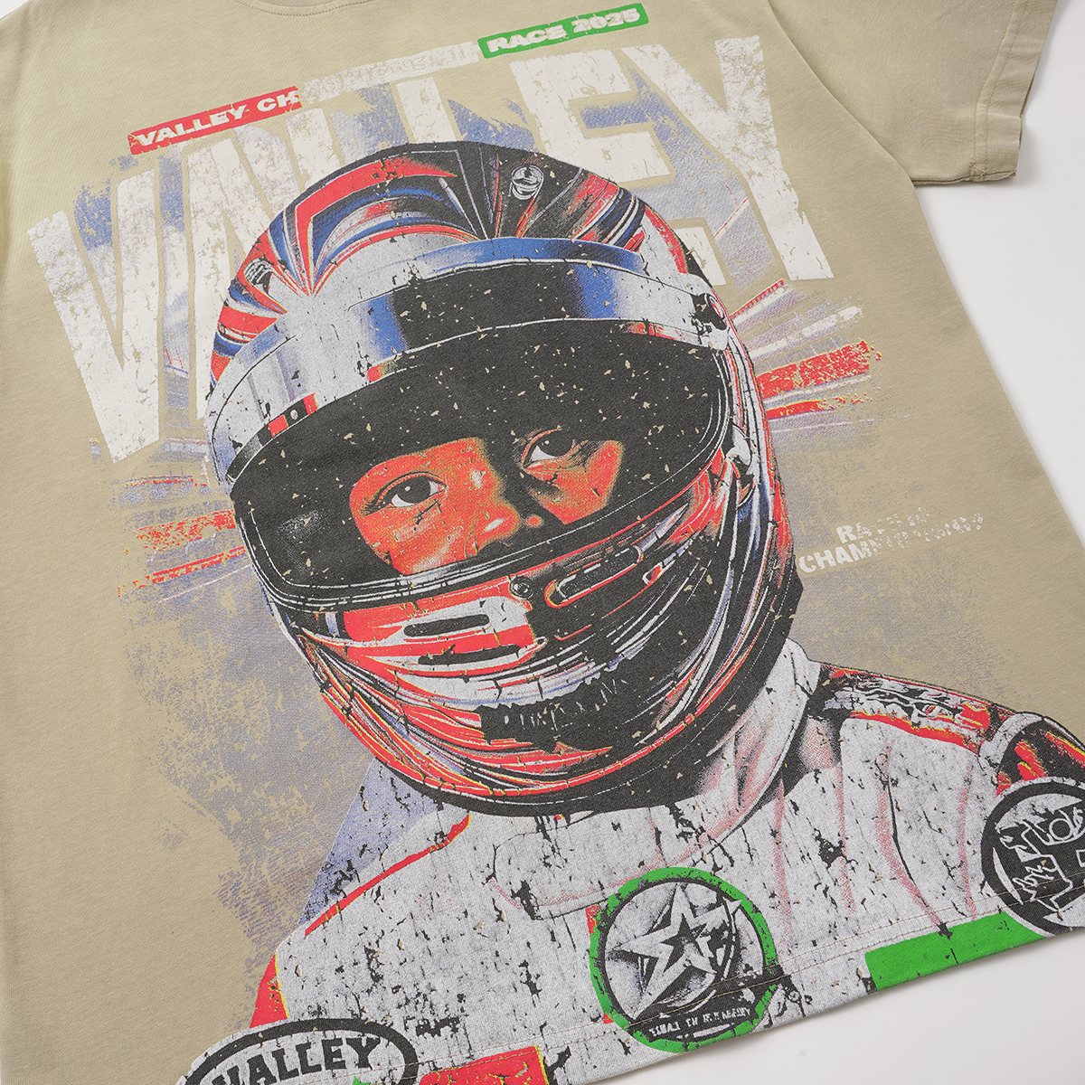 VALLEY Speedway 888 Racing Helmet Graphic T-Shirt — detail