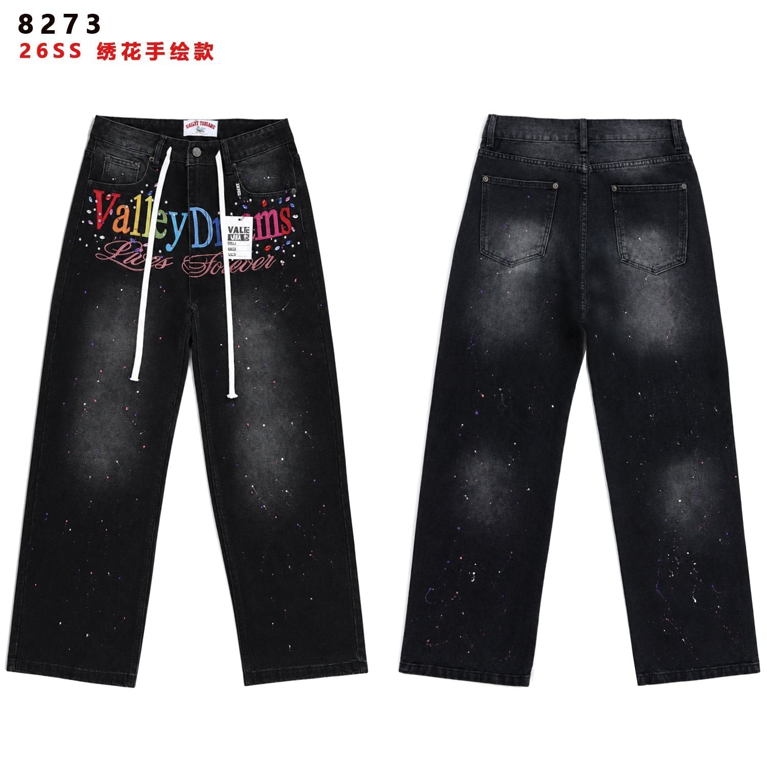 Valley Dreams Lives Forever Paint-Splatter Jeans — hero