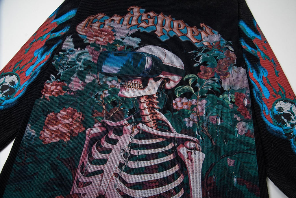Godspeed Skeleton Floral Long-Sleeve T-Shirt — detail