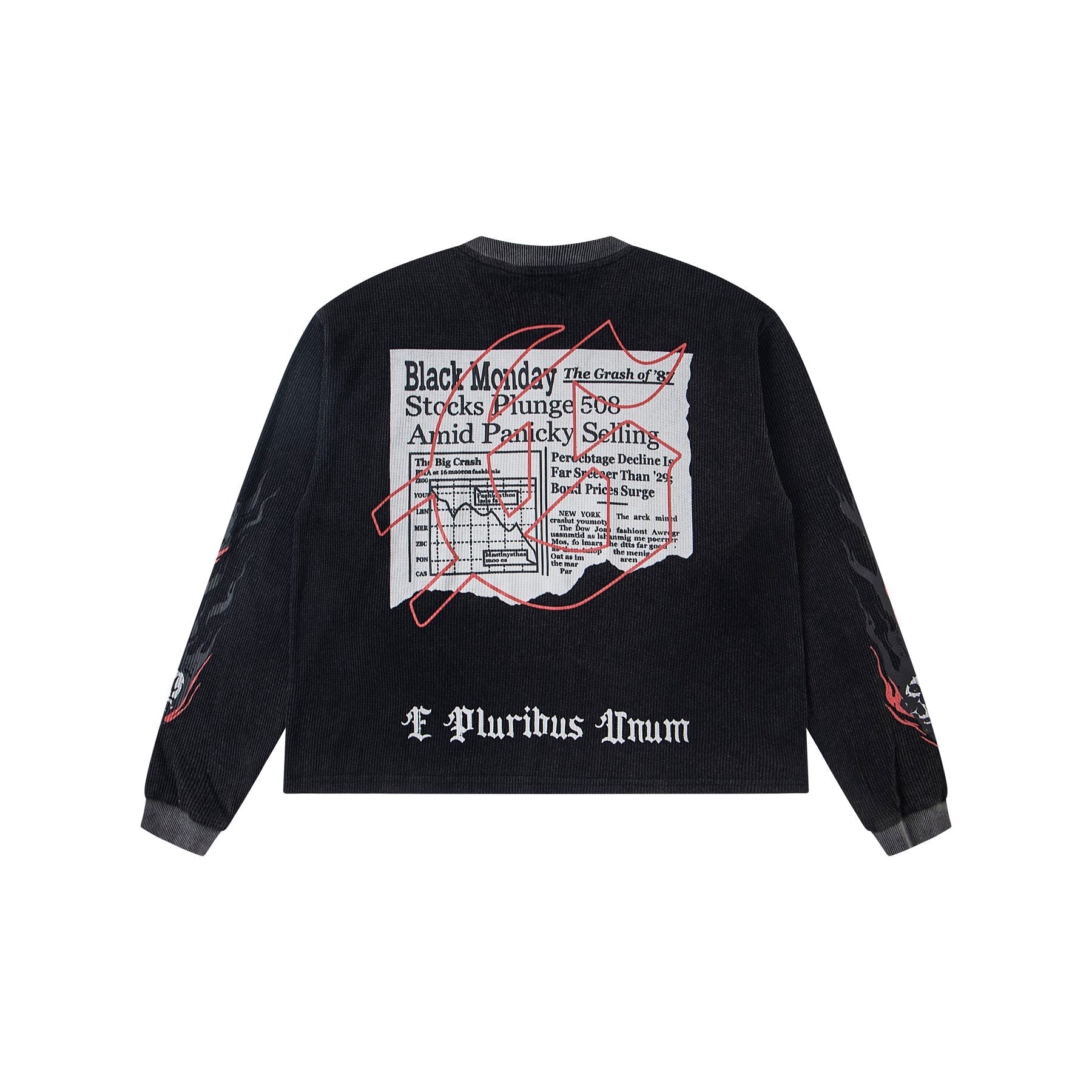 Godspeed Newspaper Skull Graphic Long-Sleeve T-Shirt — back