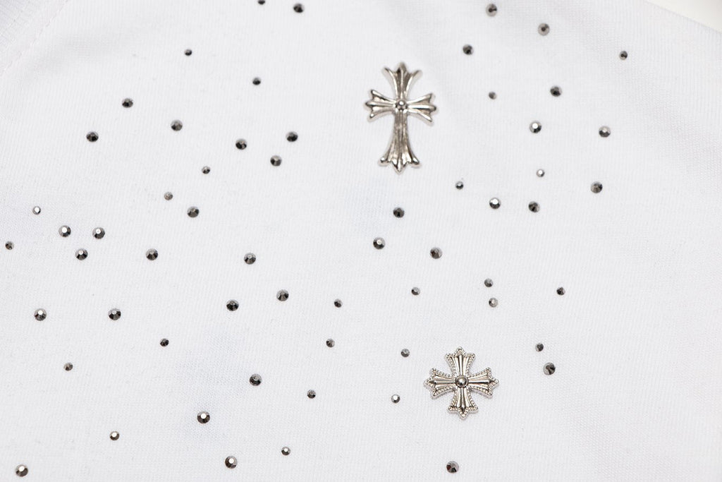 Chrome Hearts Rhinestone Cross Embellished T-Shirt — detail