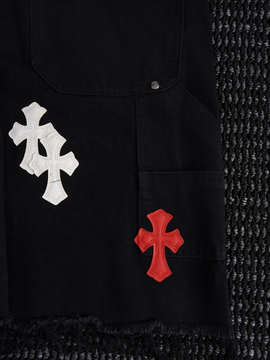 Chrome Hearts Cross Patch Black Shorts — detail