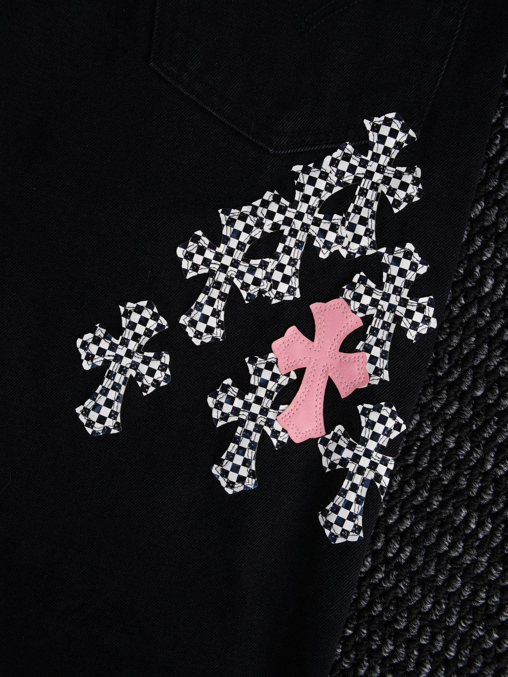 Chrome Hearts Cross Graphic Black Denim Pants — detail