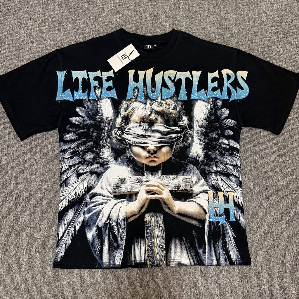 Life Hustlere LIFE HUSTLERS Angel Graphic T-Shirt - White/Black — front