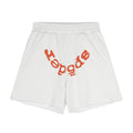 Sp5der Raised Graphic Raw Hem Shorts — hero