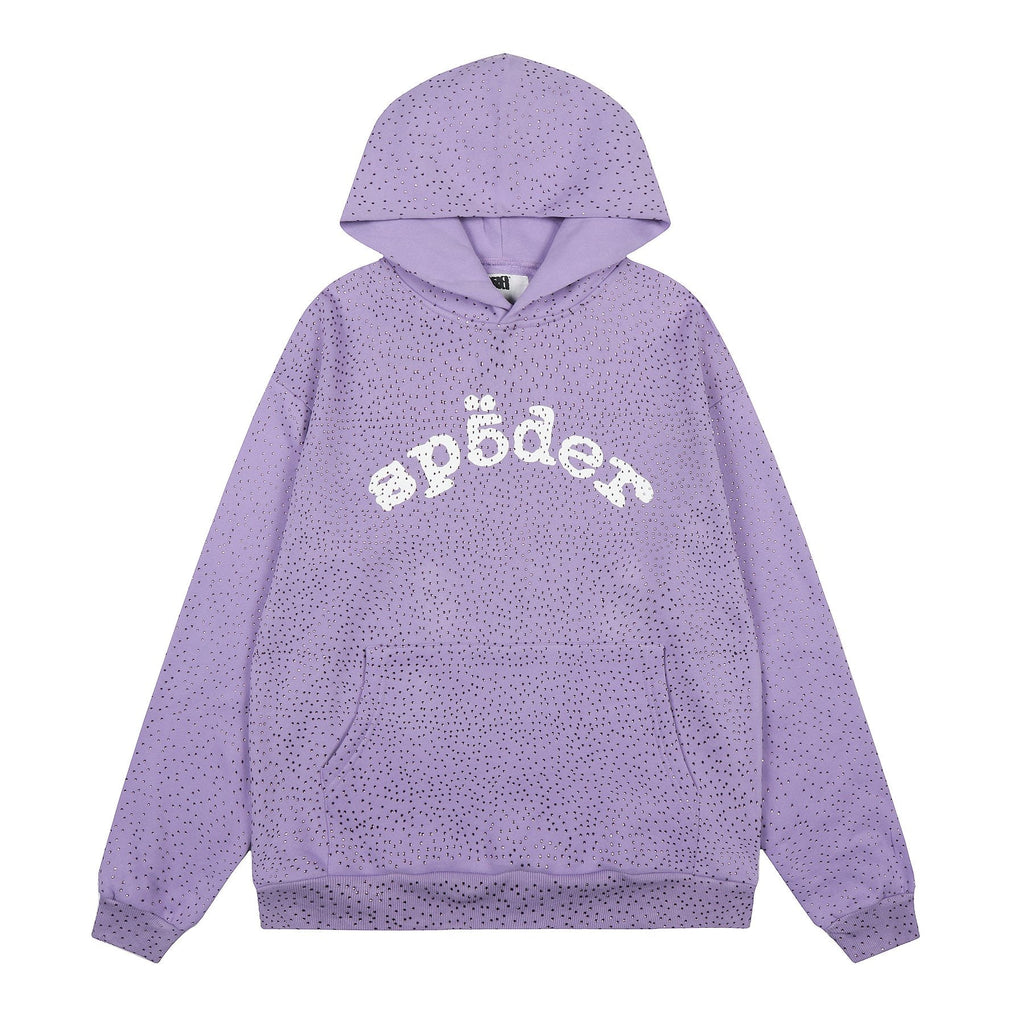 Sp5der Rhinestone Hoodie & Pants Matching Set — front