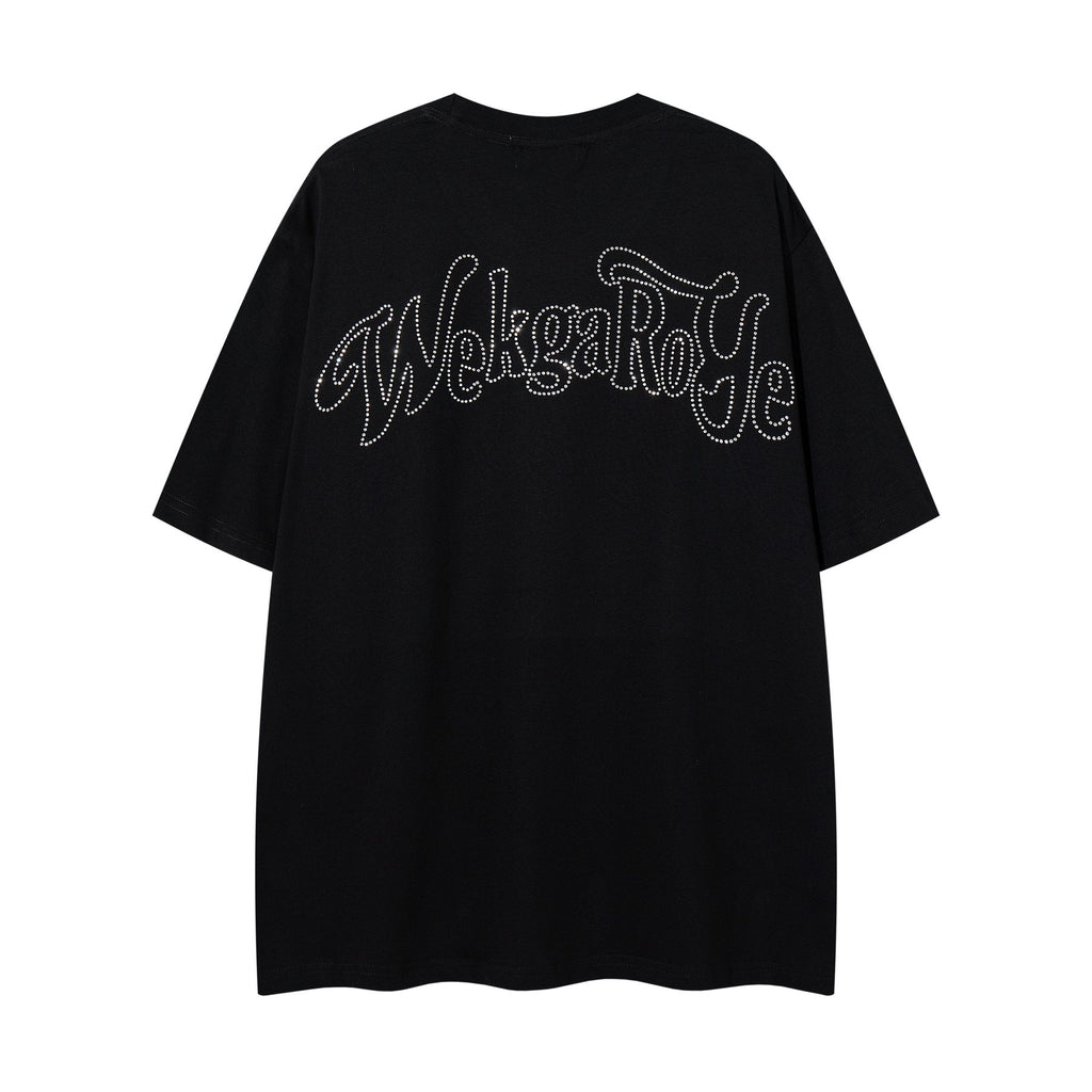 MAJESTIK Rhinestone Distressed Graphic T-Shirt — back
