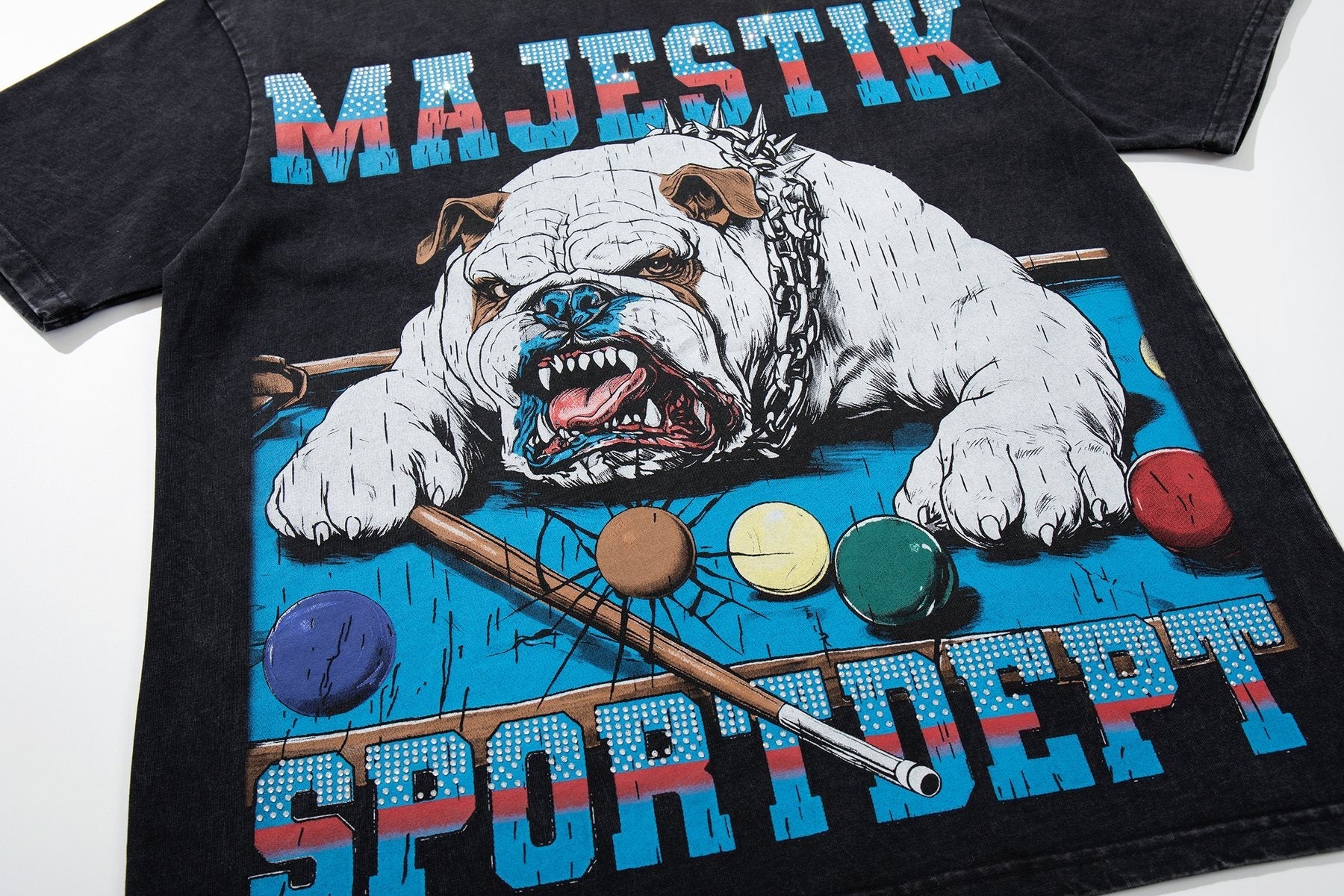 MAJESTIK Bulldog Billiards Graphic T-Shirt — detail