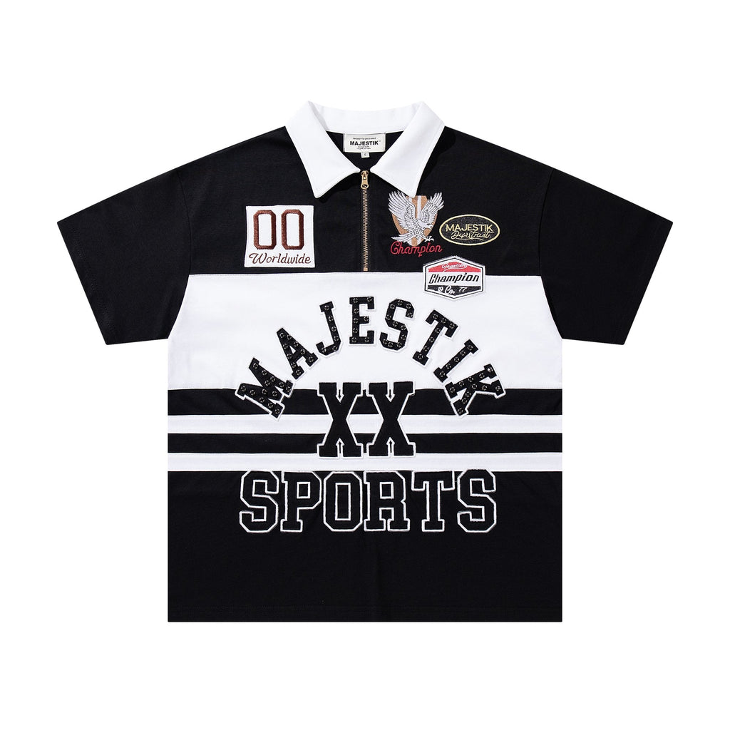 MAJESTIK XX Sports Graphic Zip Polo Shirt — hero