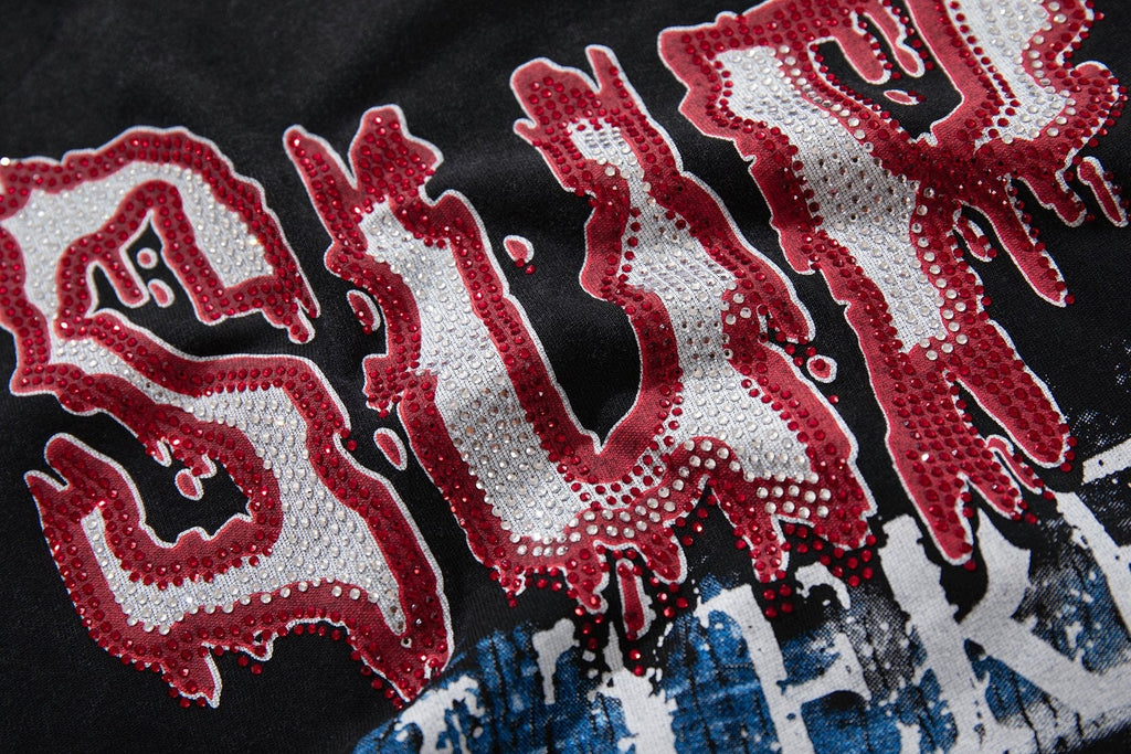 SUPPLY TEE Skull Rhinestone Graphic T-Shirt — detail