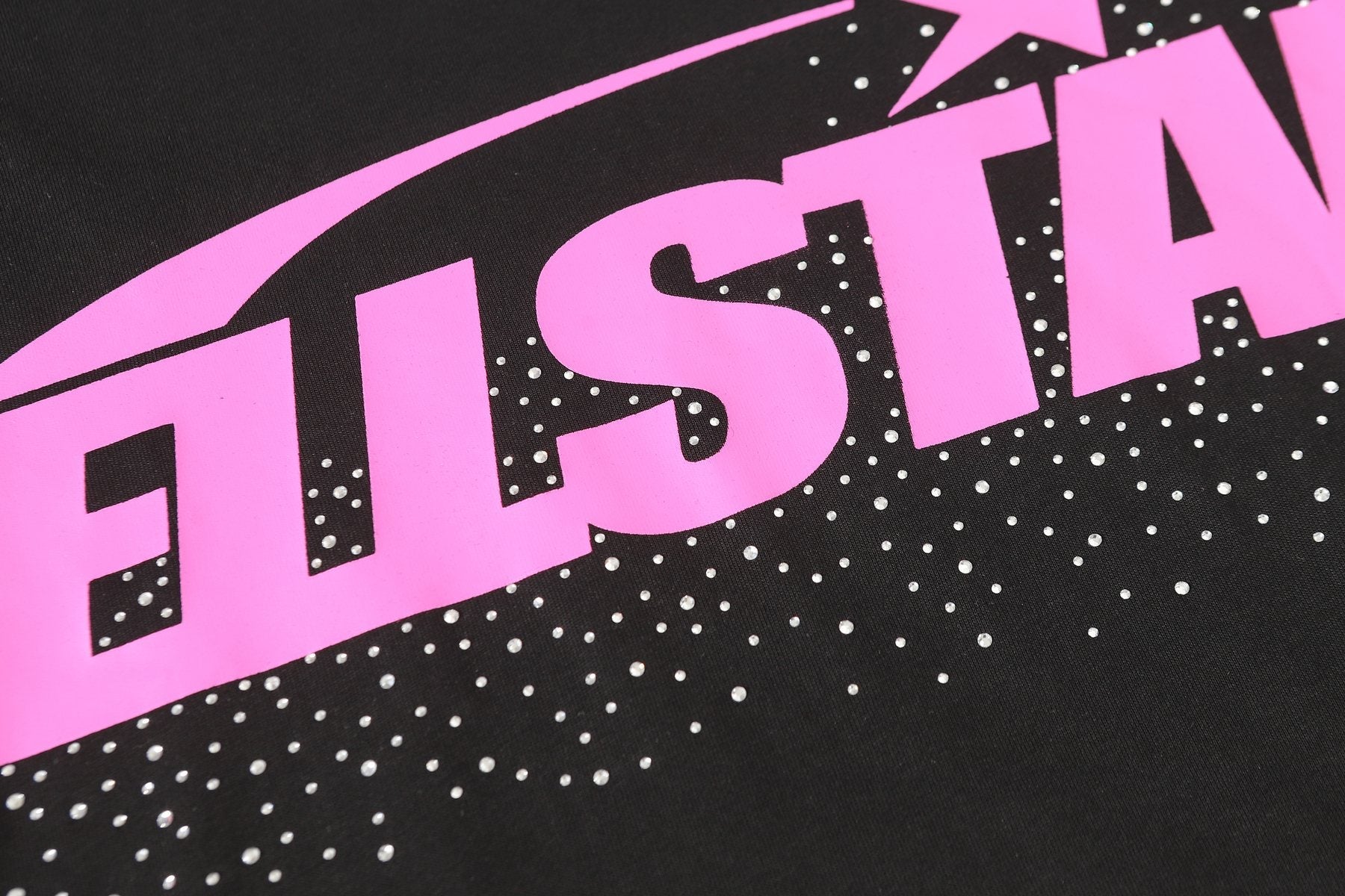 Hellstar Star Flame Rhinestone-Style Graphic T-Shirt — detail