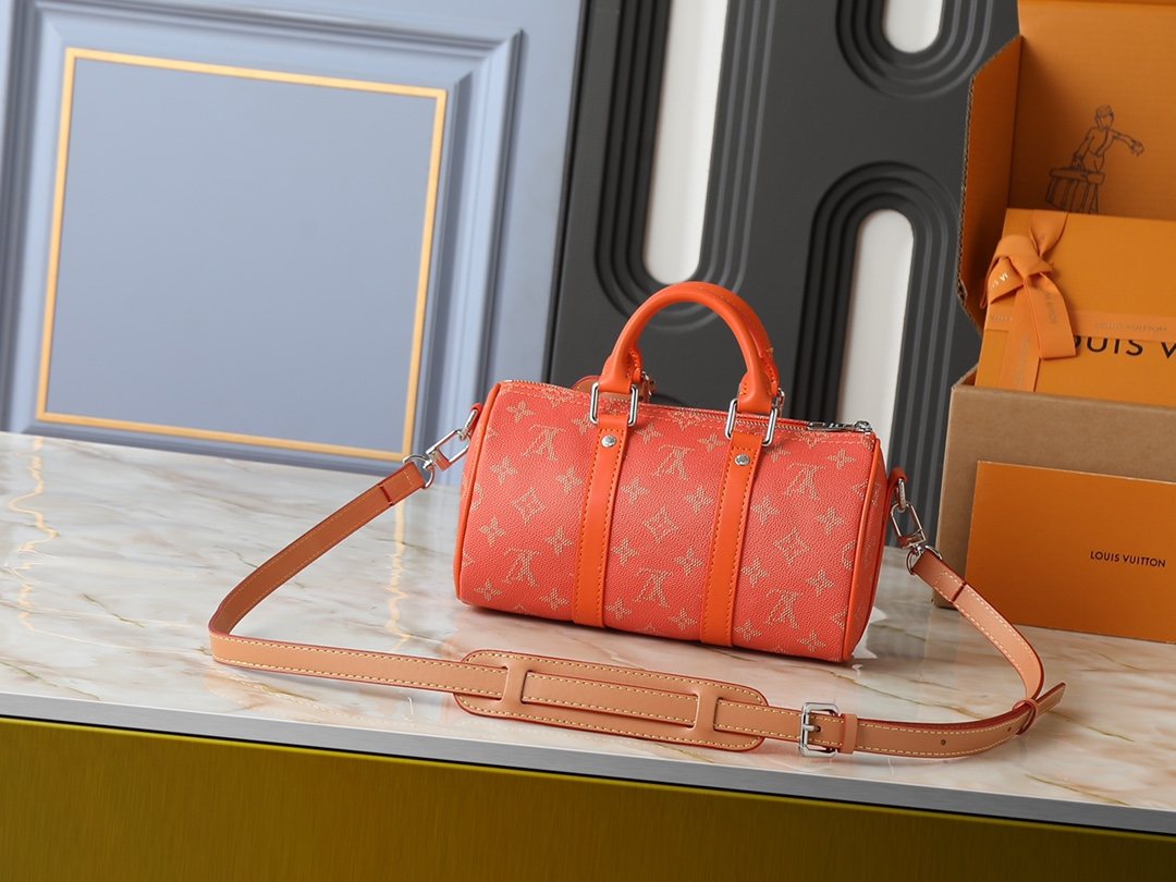 Louis Vuitton Keepall Orange Monogram Barrel Bag — back