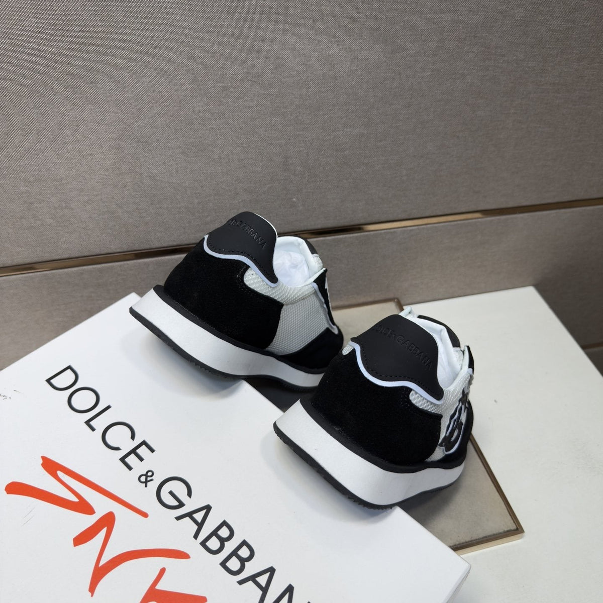 Dolce & Gabbana Black and White Panel Sneakers — back