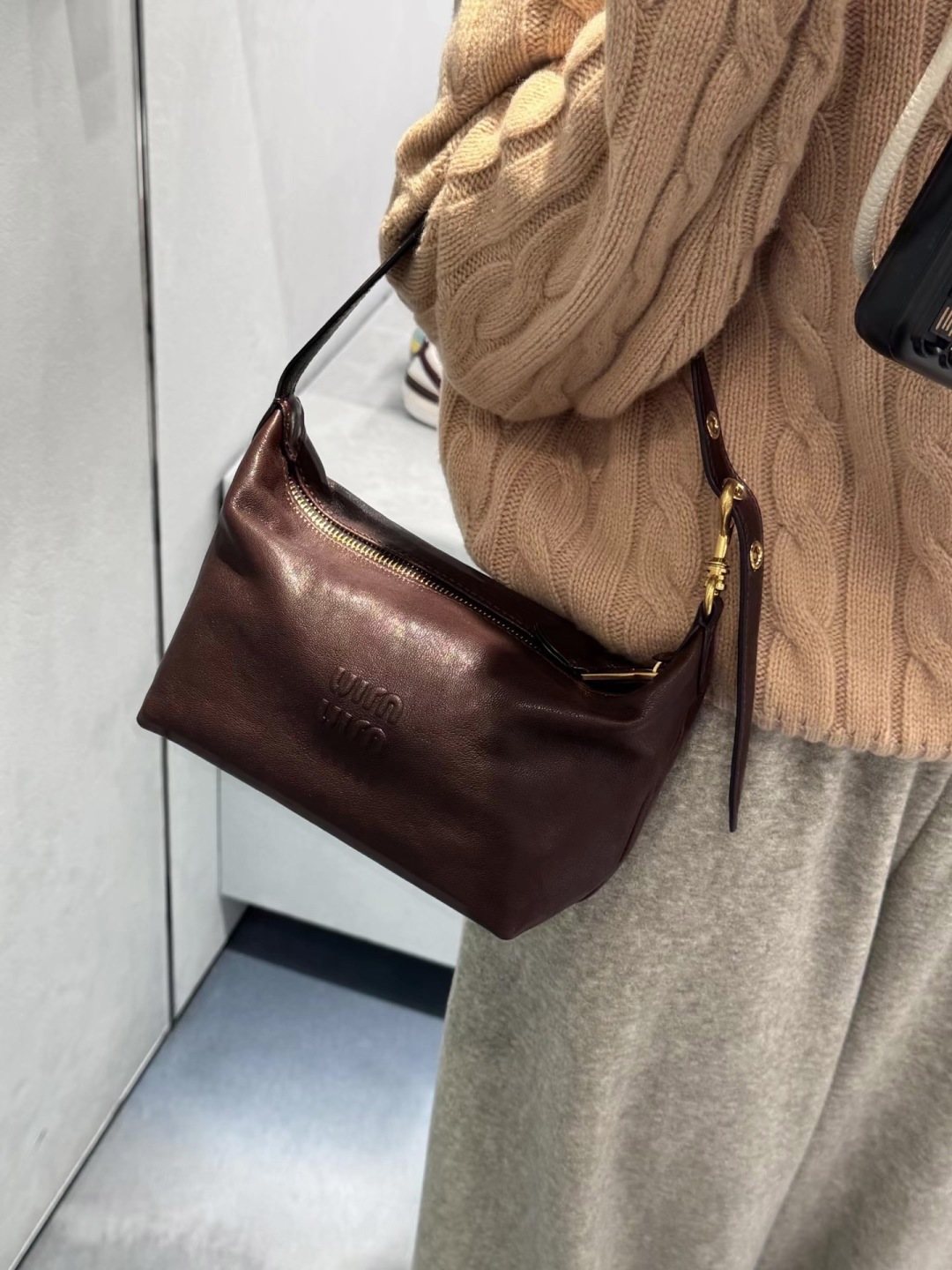 Miu Miu Slouchy Rectangular Shoulder Bag — hero