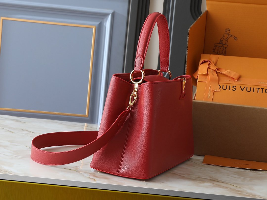 Louis Vuitton Capucines Souple Red Top-Handle Bag — side