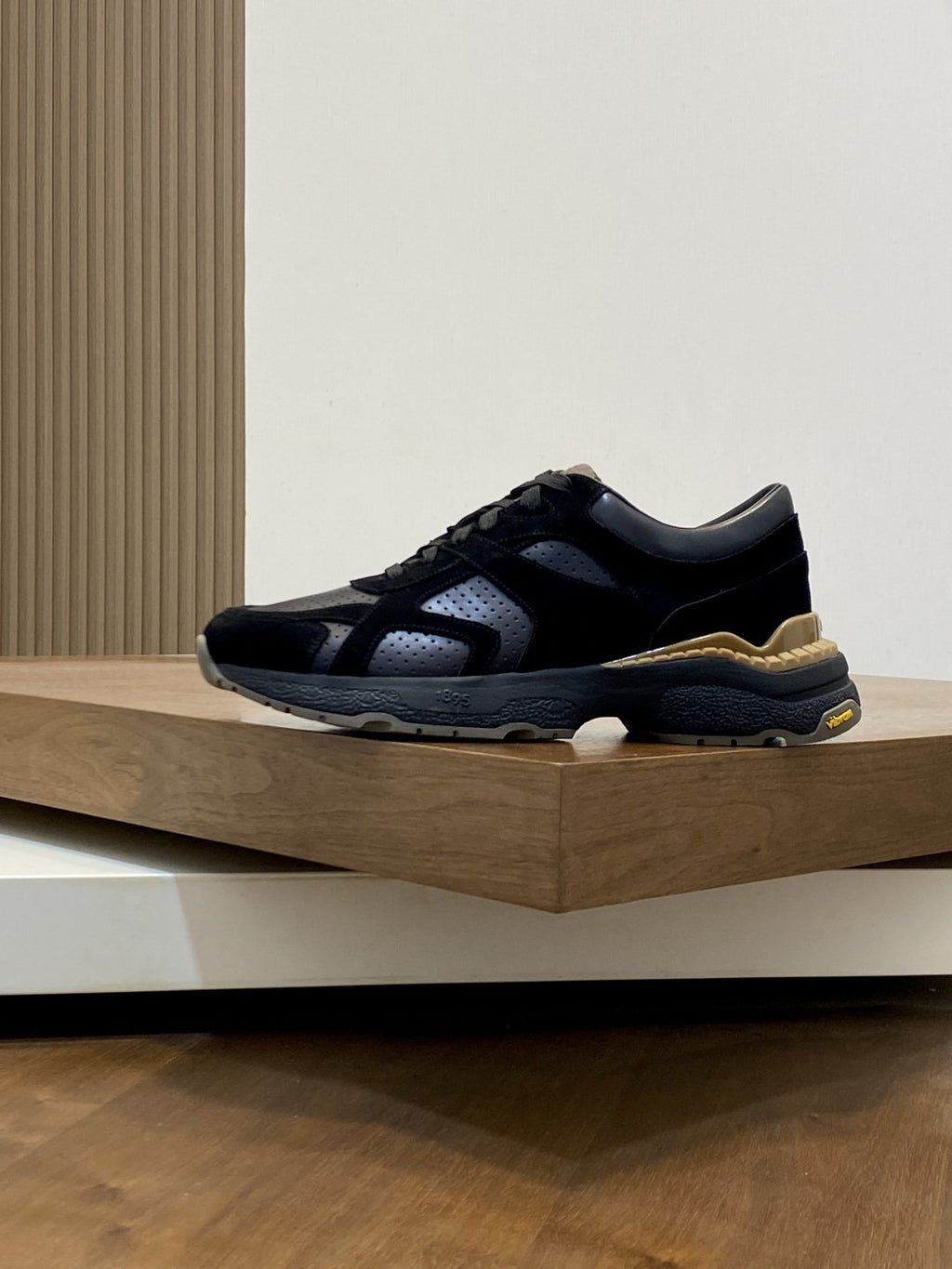 Berluti Black Low-Top Sneakers with Tan Accents — side