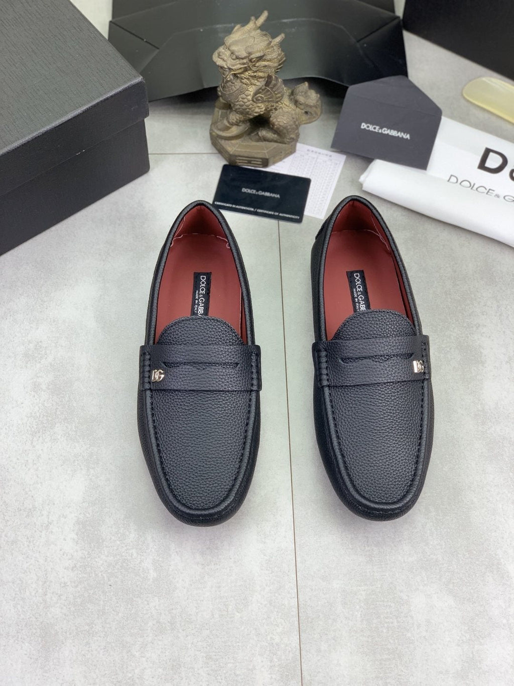 Dolce & Gabbana Dark Navy Apron-Toe Loafers — hero