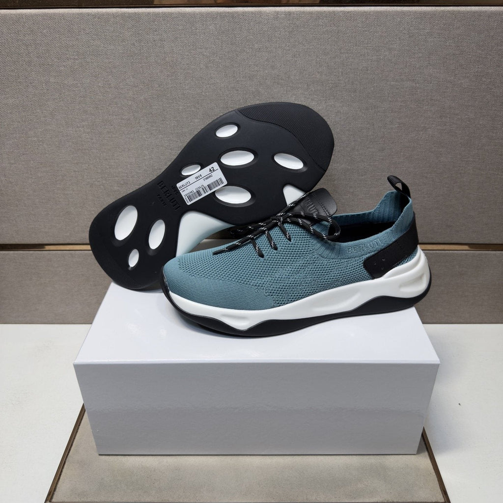 Berluti Dusty Blue Lace-Up Sneakers — side