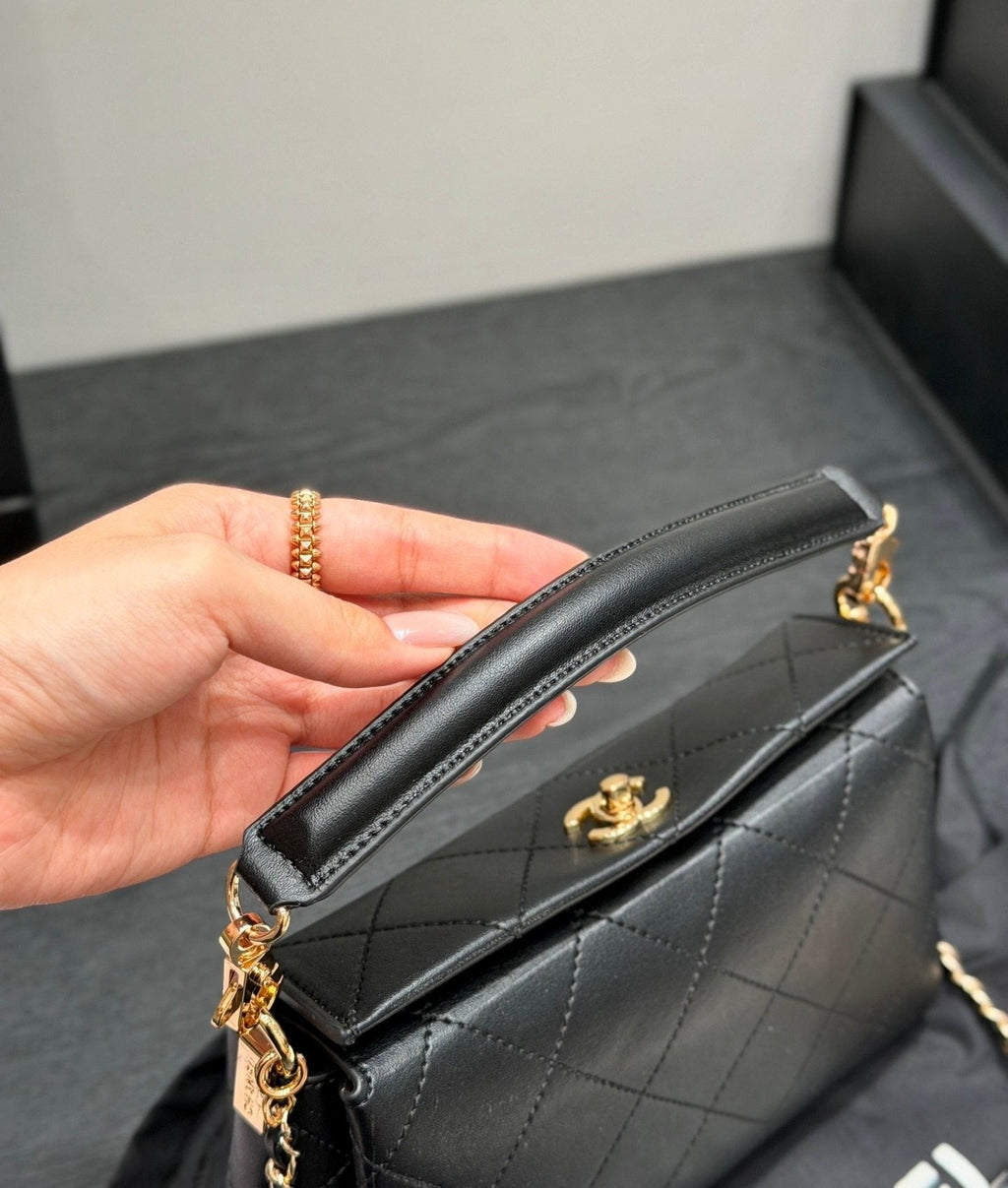 Chanel Diamond-Quilted Top-Handle Bag — detail