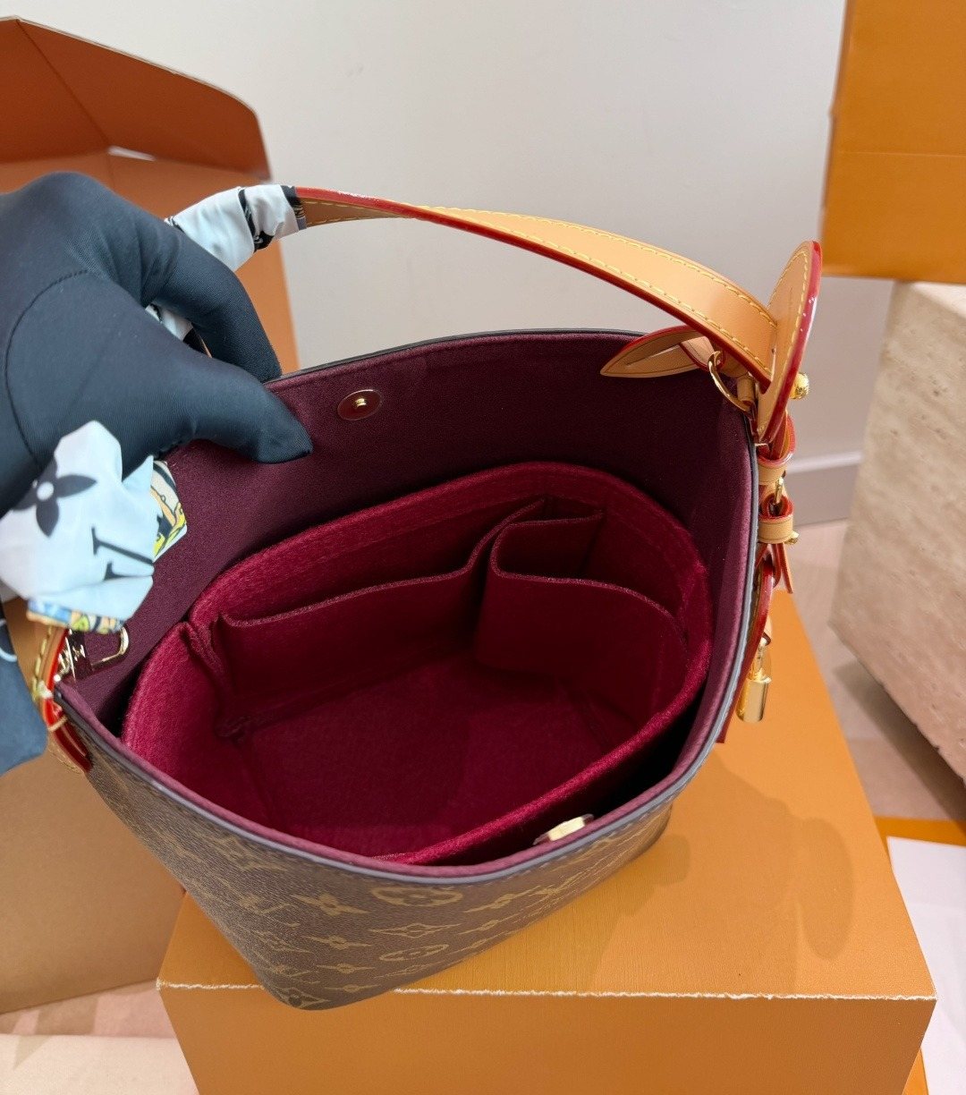 Louis Vuitton All In BB Monogram Bucket Bag — detail