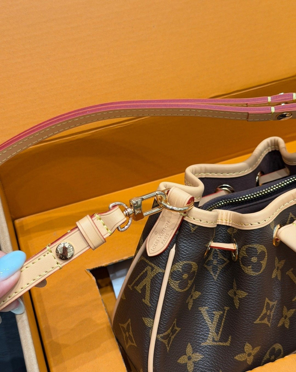 Louis Vuitton Nano Frivole Monogram Drawstring Shoulder Bag — detail