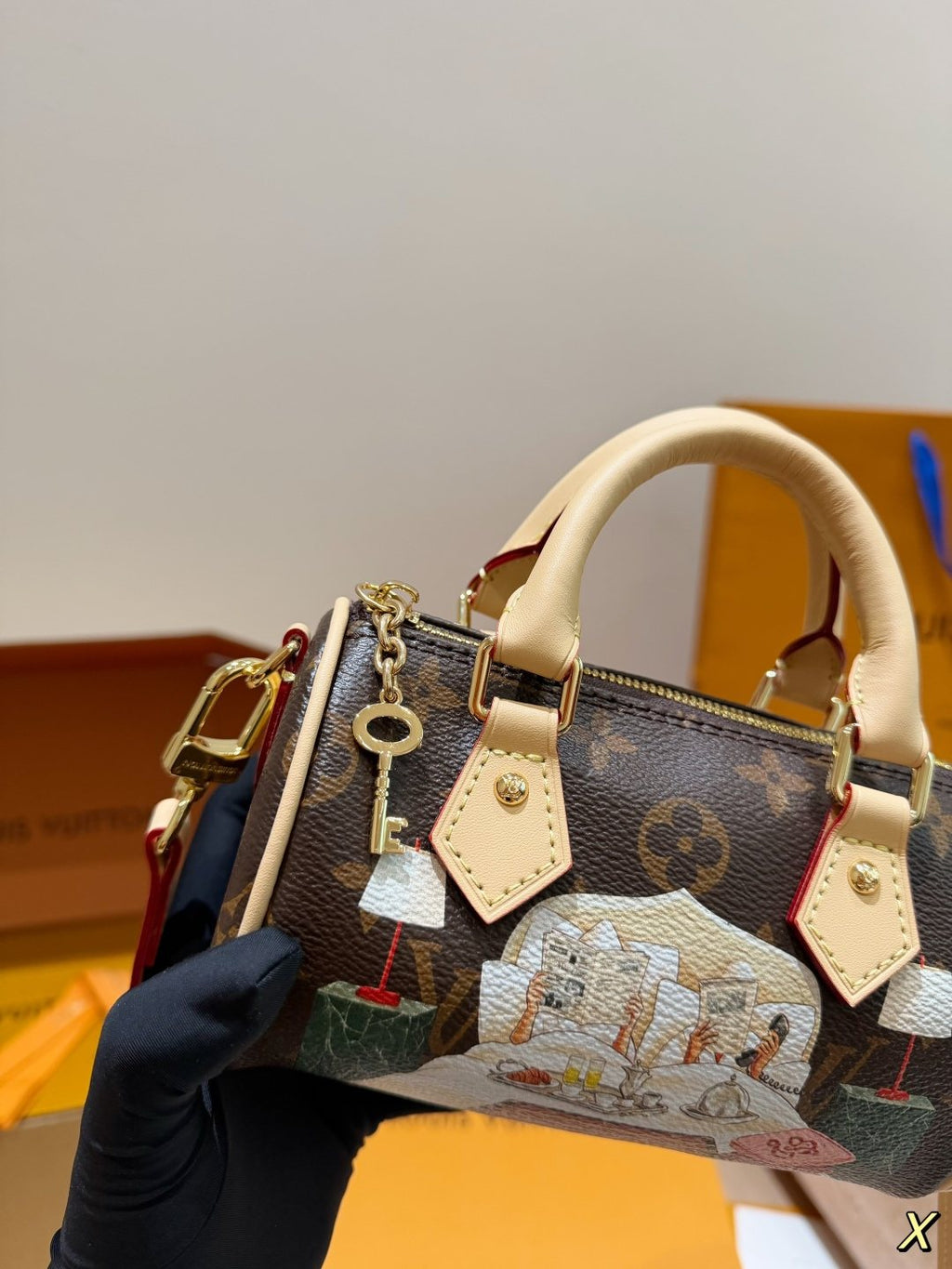 Louis Vuitton Flight Mode Speedy Illustrated Monogram Bag — front